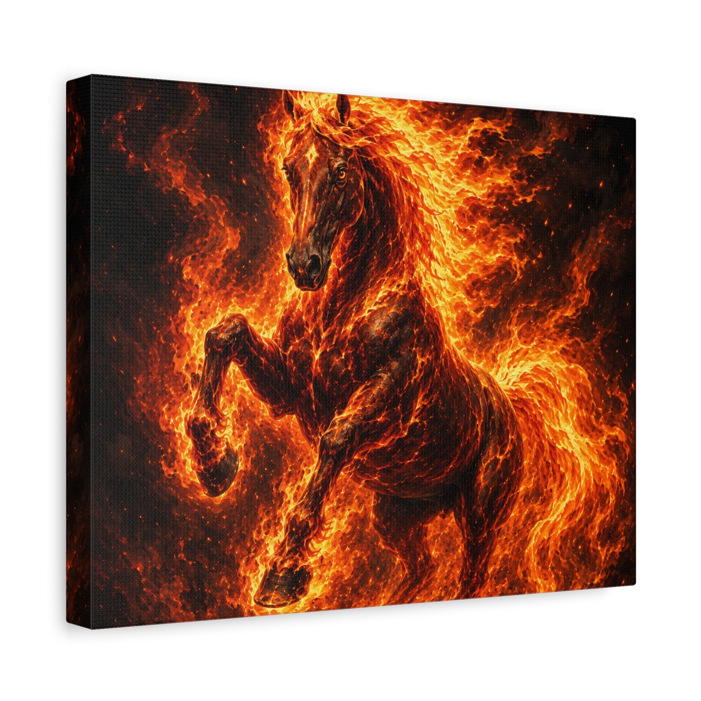 Fiery Horse Canvas Wall Art – Flaming Stallion Matte Stretched Print