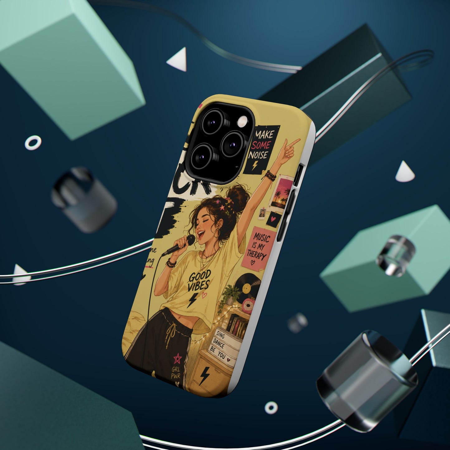 Singer Illustration Phone Case — 'Good Vibes' Magnetic Impact-Resistant Case