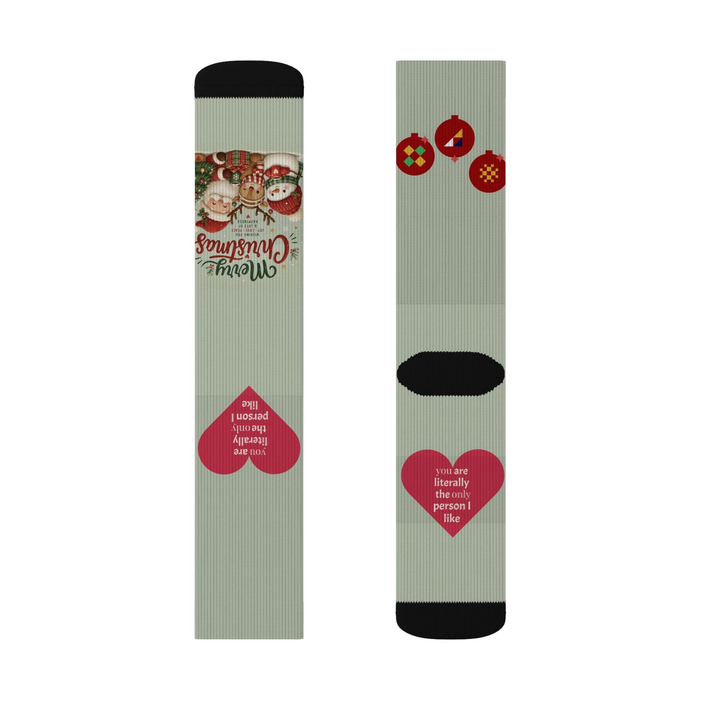 Christmas Sublimation Socks — Merry Christmas Santa Pattern Crew Socks
