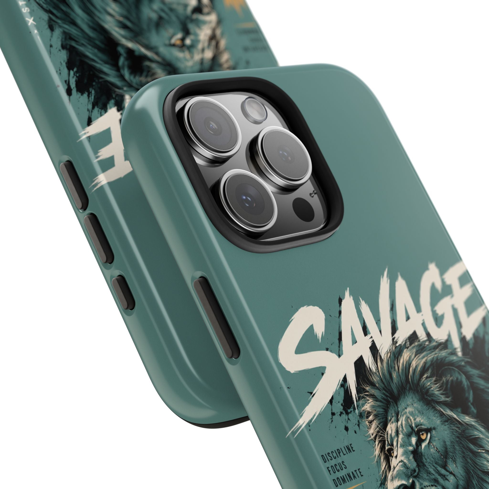 Savage Lion Tough Phone Case – 'Born to Lead' Rugged Protective Cover