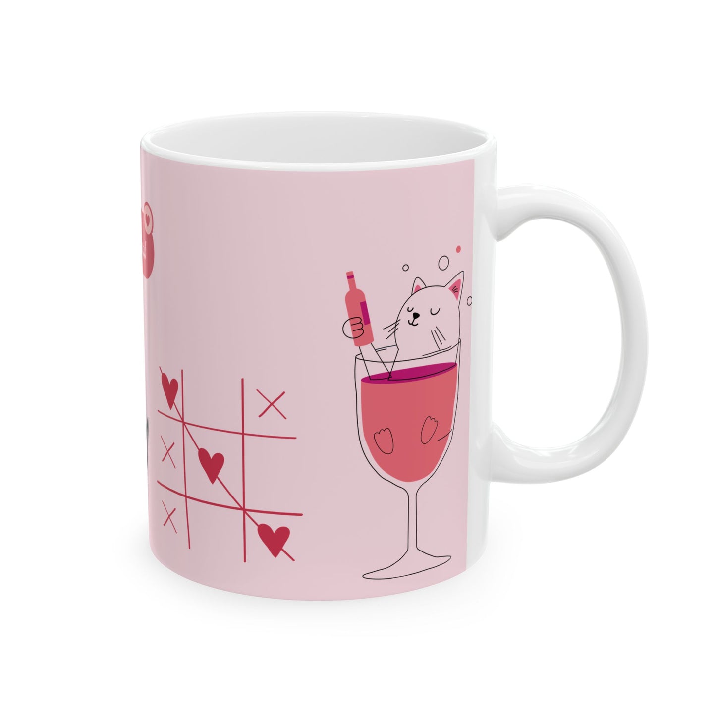 Pink Intersectional Feminist Ceramic Mug (11oz/15oz) — Cute Cat & Love Graphics