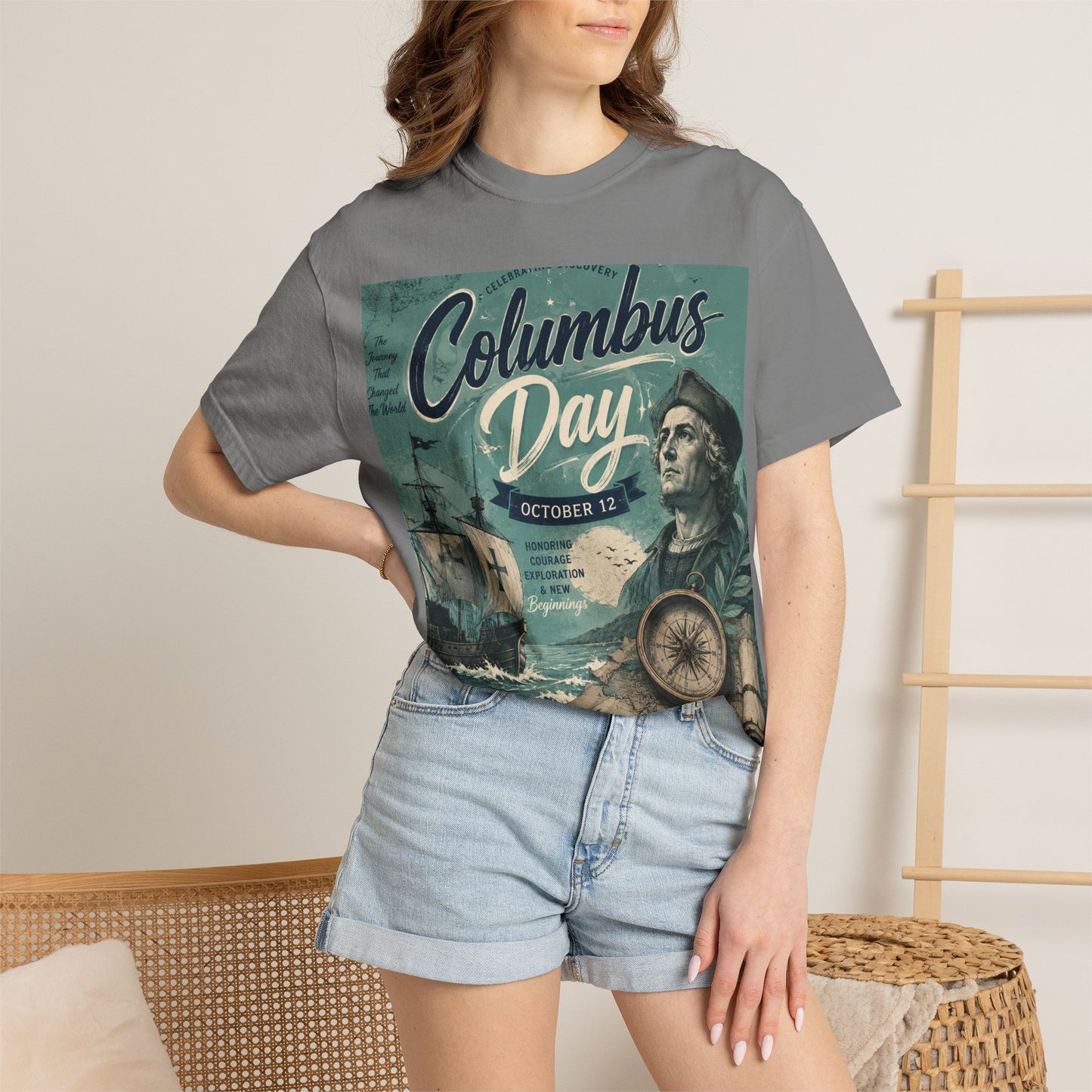 Columbus Day Vintage Graphic T-Shirt