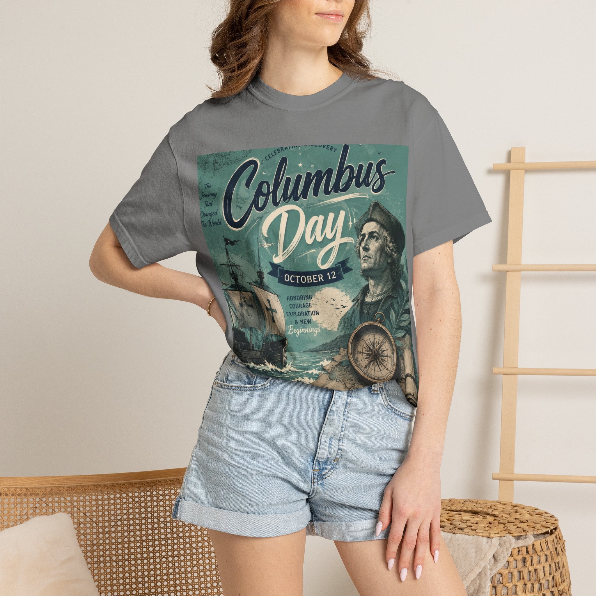 Columbus Day Vintage Graphic T-Shirt