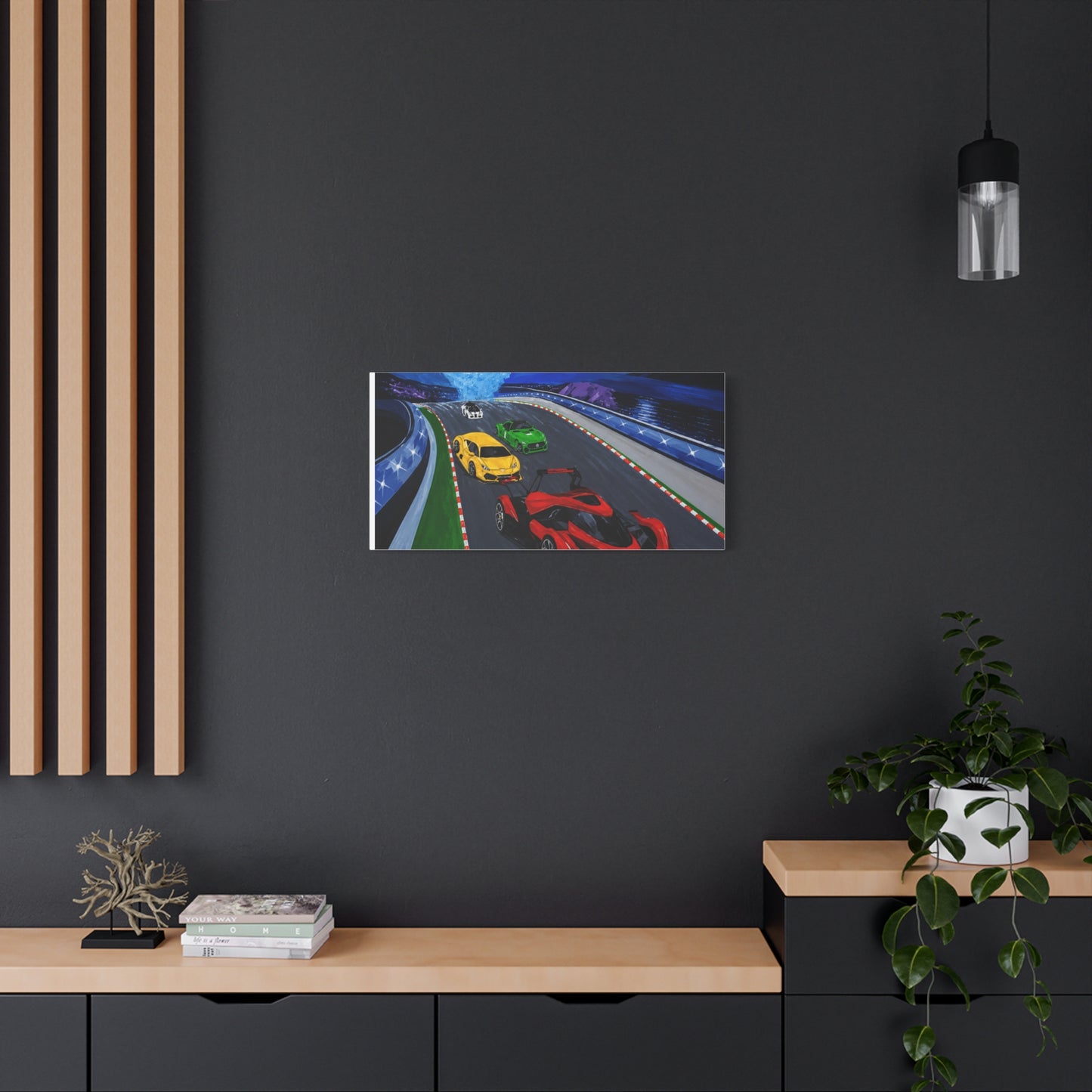 Racing Supercars Matte Canvas Print — Vibrant Track Night Artwork (Stretched 1.25")