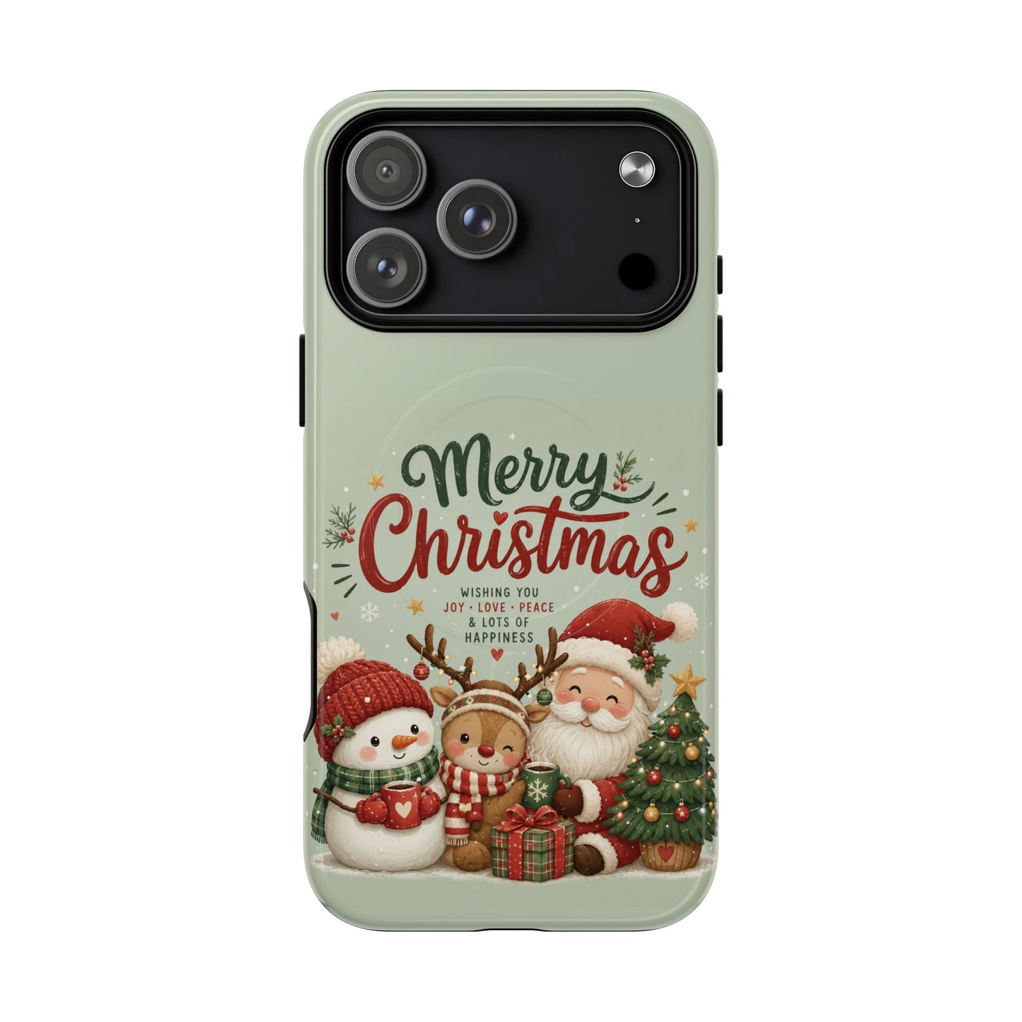 Christmas Phone Case — “Merry Christmas” Santa & Friends Tough Magnetic Case