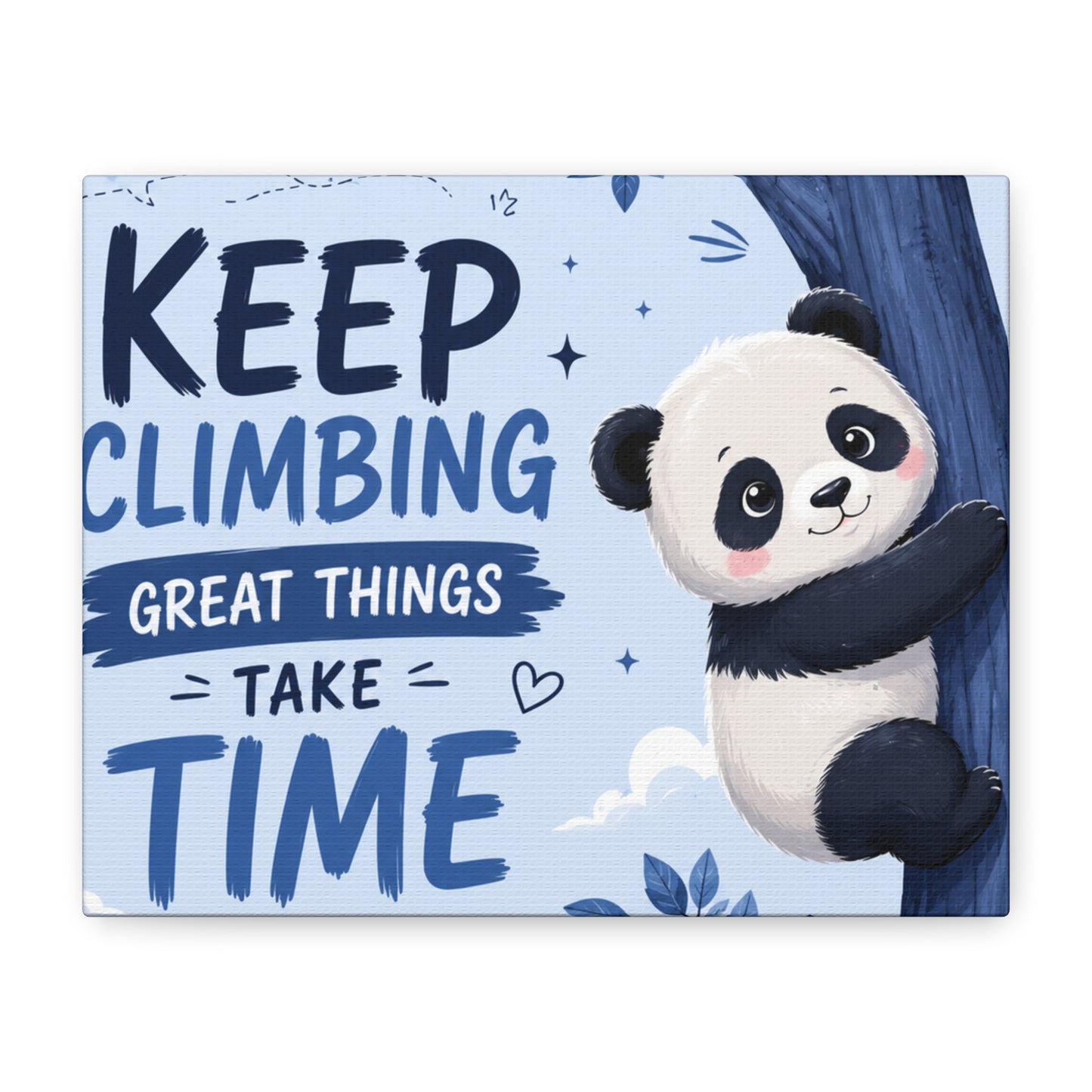 Keep Climbing Panda Canvas Wall Art – Cute Inspirational Nursery Decor for Kids Bedroom & Playroom