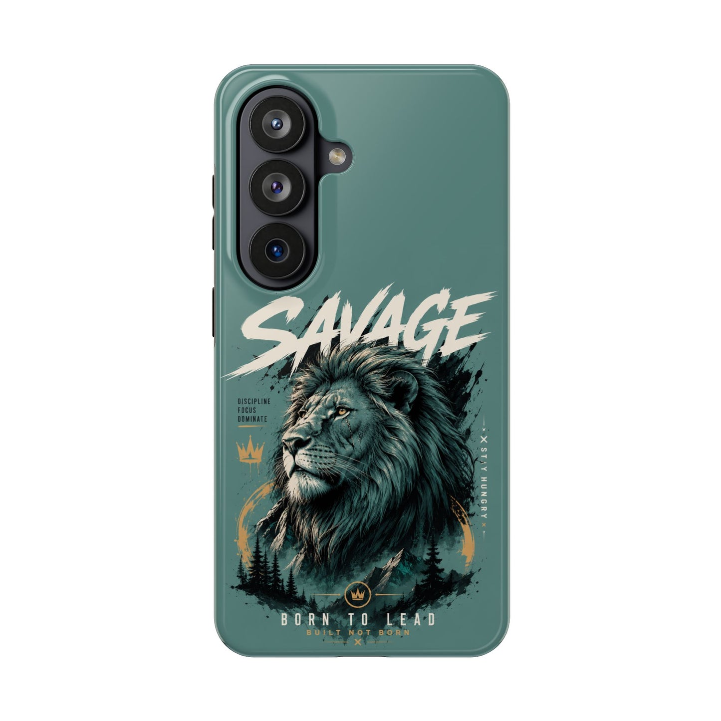 Savage Lion Tough Phone Case – 'Born to Lead' Rugged Protective Cover