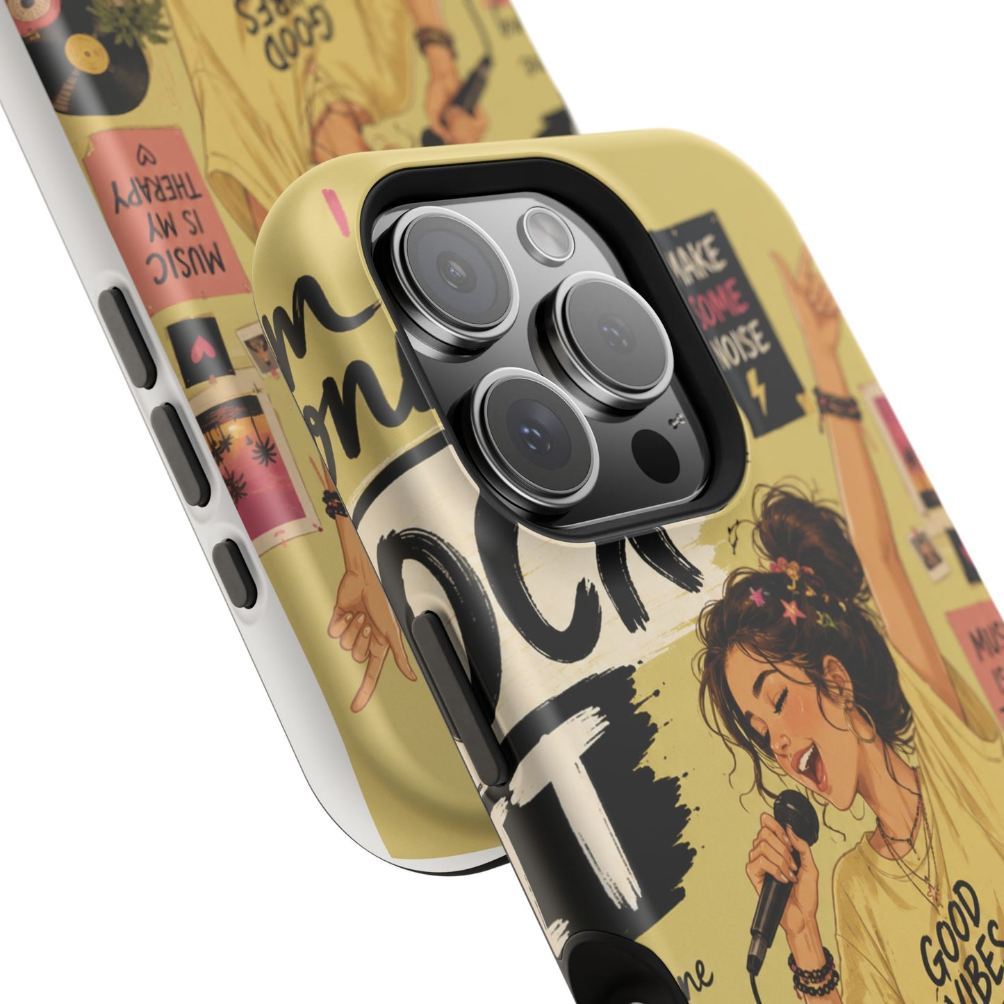 Singer Illustration Phone Case — 'Good Vibes' Magnetic Impact-Resistant Case
