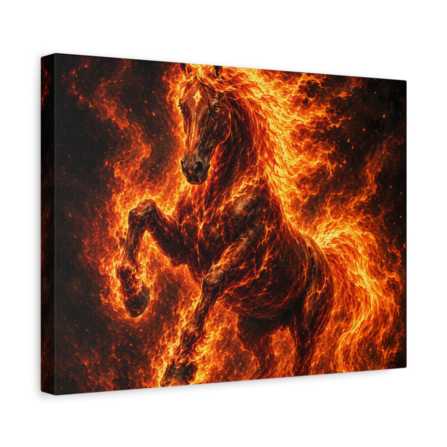 Fiery Horse Canvas Wall Art – Flaming Stallion Matte Stretched Print