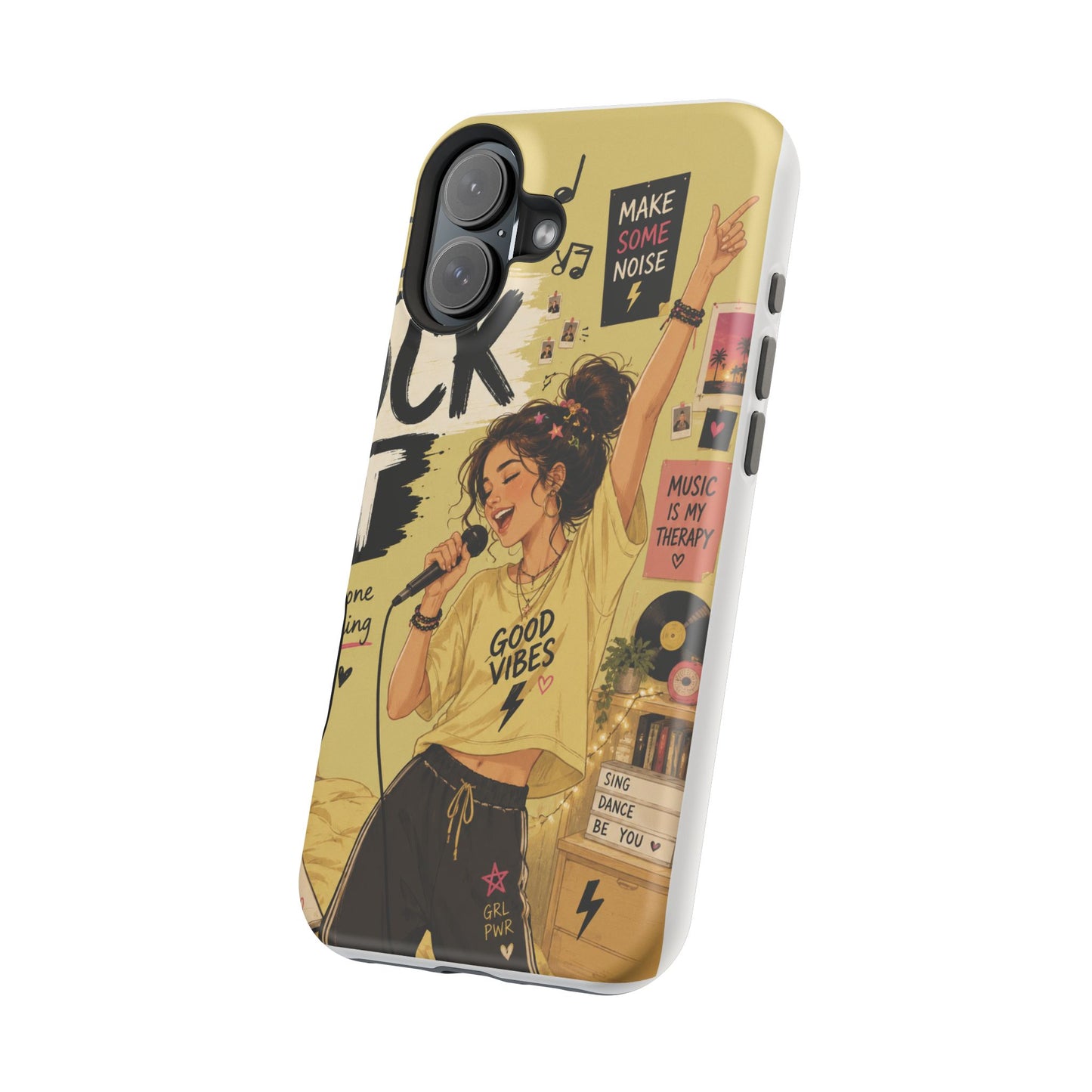 Singer Illustration Phone Case — 'Good Vibes' Magnetic Impact-Resistant Case
