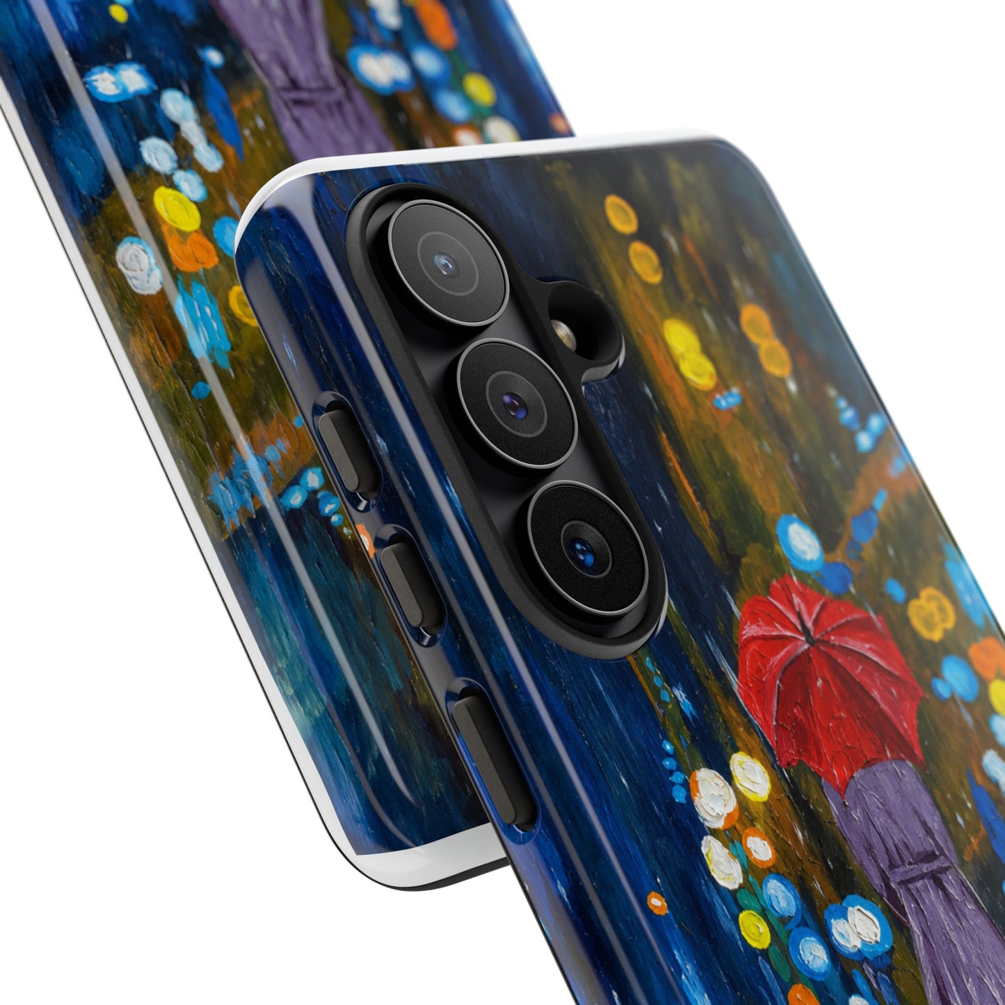 Rainy Night Phone Case — Woman with Red Umbrella Art
