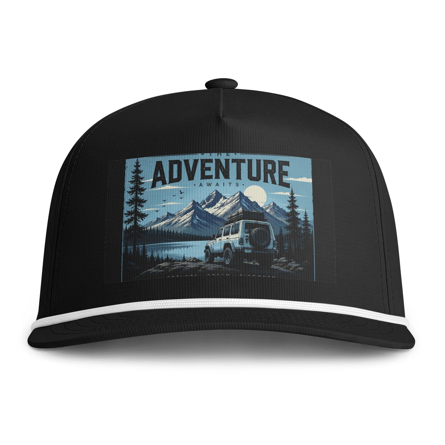 Adventure Sunwashed Rope Cap — Vintage Mountain Camping Trucker Hat