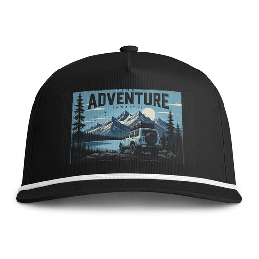 Adventure Sunwashed Rope Cap — Vintage Mountain Camping Trucker Hat