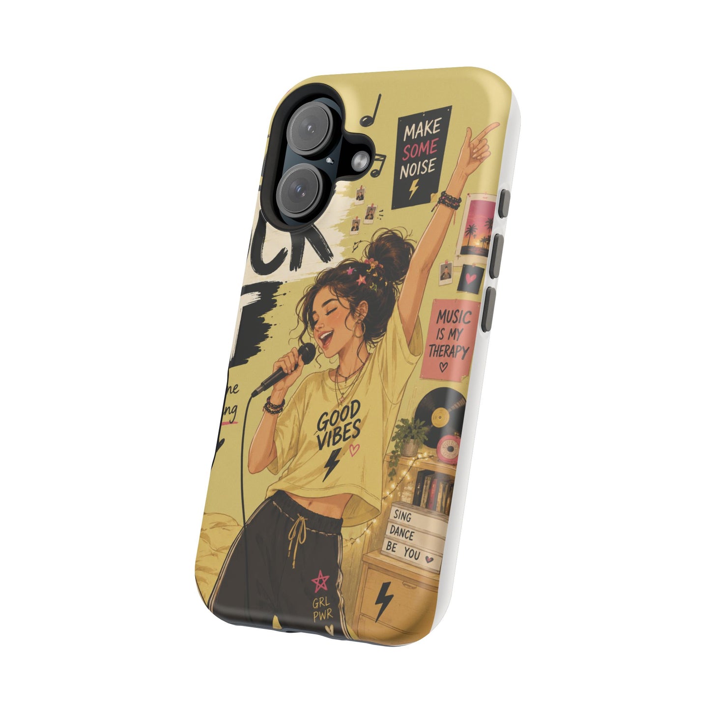 Singer Illustration Phone Case — 'Good Vibes' Magnetic Impact-Resistant Case