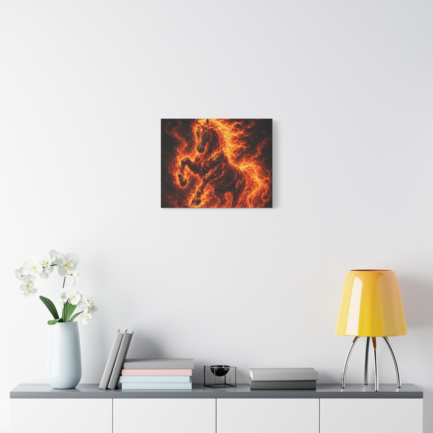 Fiery Horse Canvas Wall Art – Flaming Stallion Matte Stretched Print