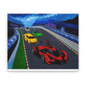 Racing Supercars Matte Canvas Print — Vibrant Track Night Artwork (Stretched 1.25")