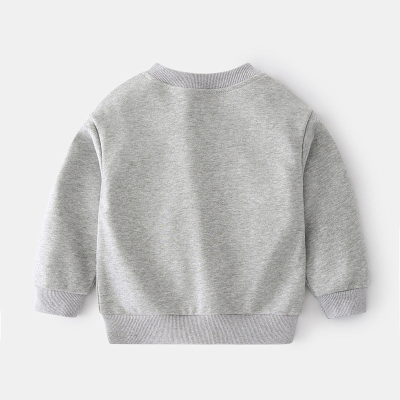 Non-Hooded Sweatshirt for Kids, Comfortable and Breathable Long Sleeve Sweatshirt for Boys