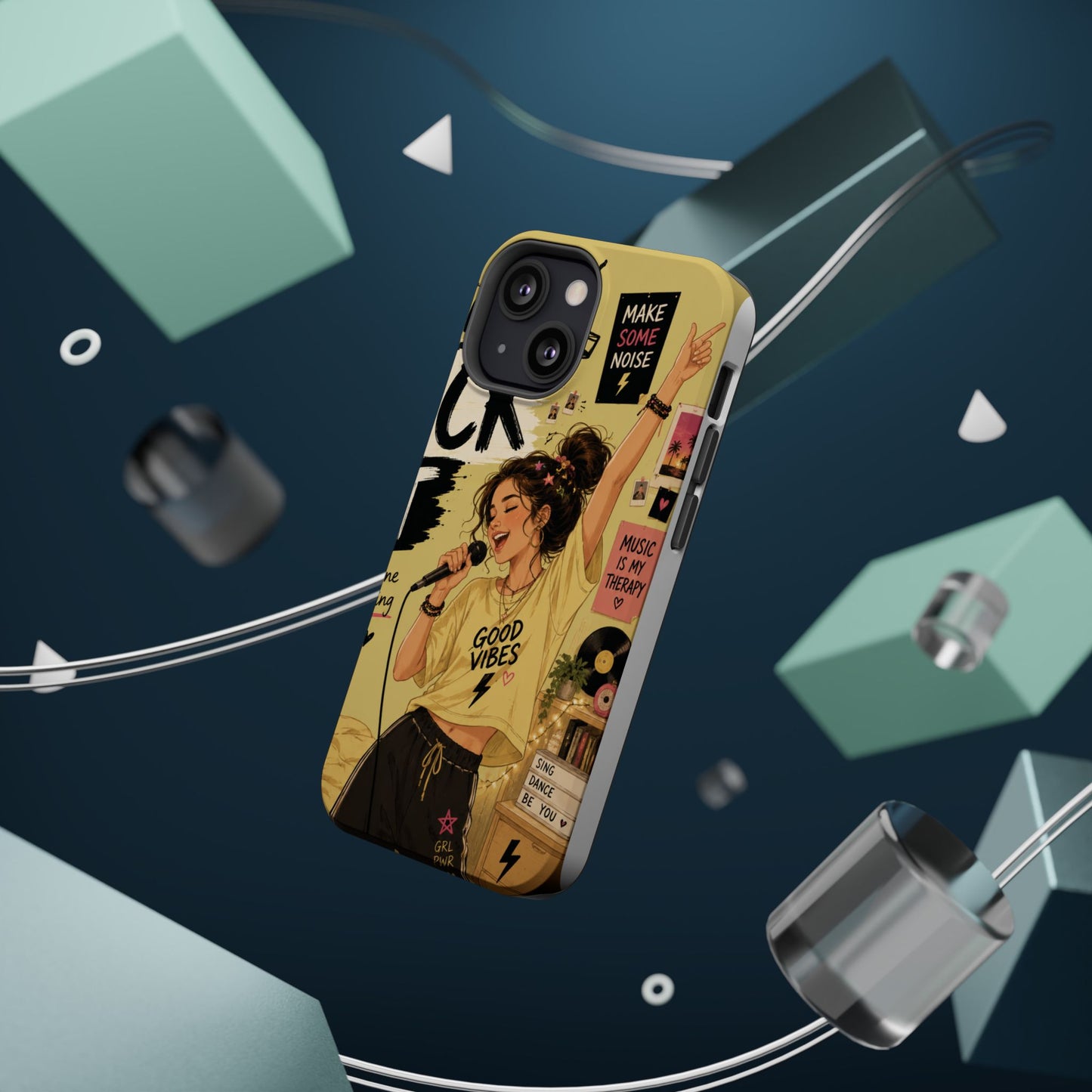 Singer Illustration Phone Case — 'Good Vibes' Magnetic Impact-Resistant Case
