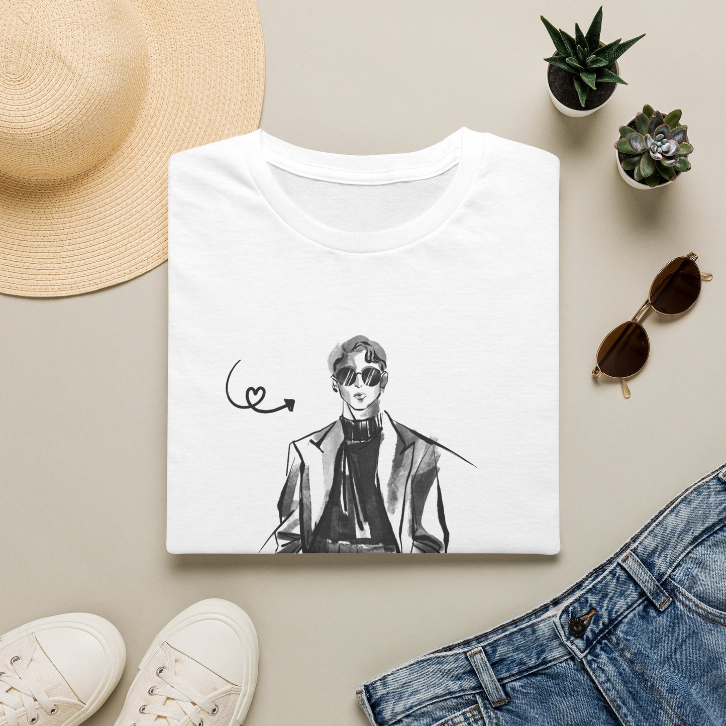 Graphic T-Shirt — Minimal Sketch Man with 'Not Your Competition, Your Reminder' Quote