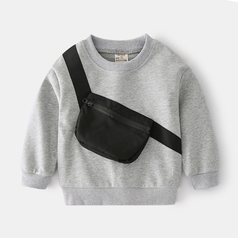 Non-Hooded Sweatshirt for Kids, Comfortable and Breathable Long Sleeve Sweatshirt for Boys