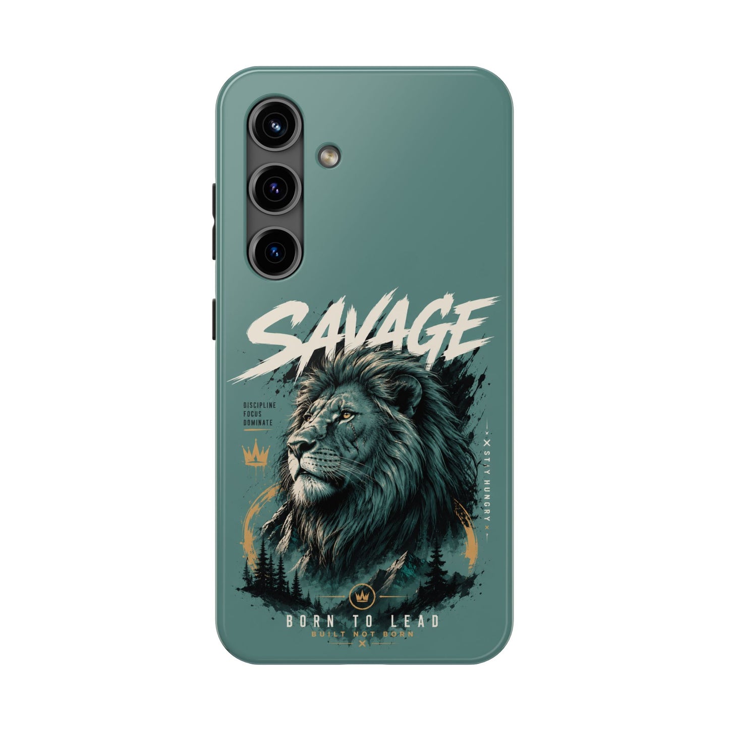 Savage Lion Tough Phone Case – 'Born to Lead' Rugged Protective Cover