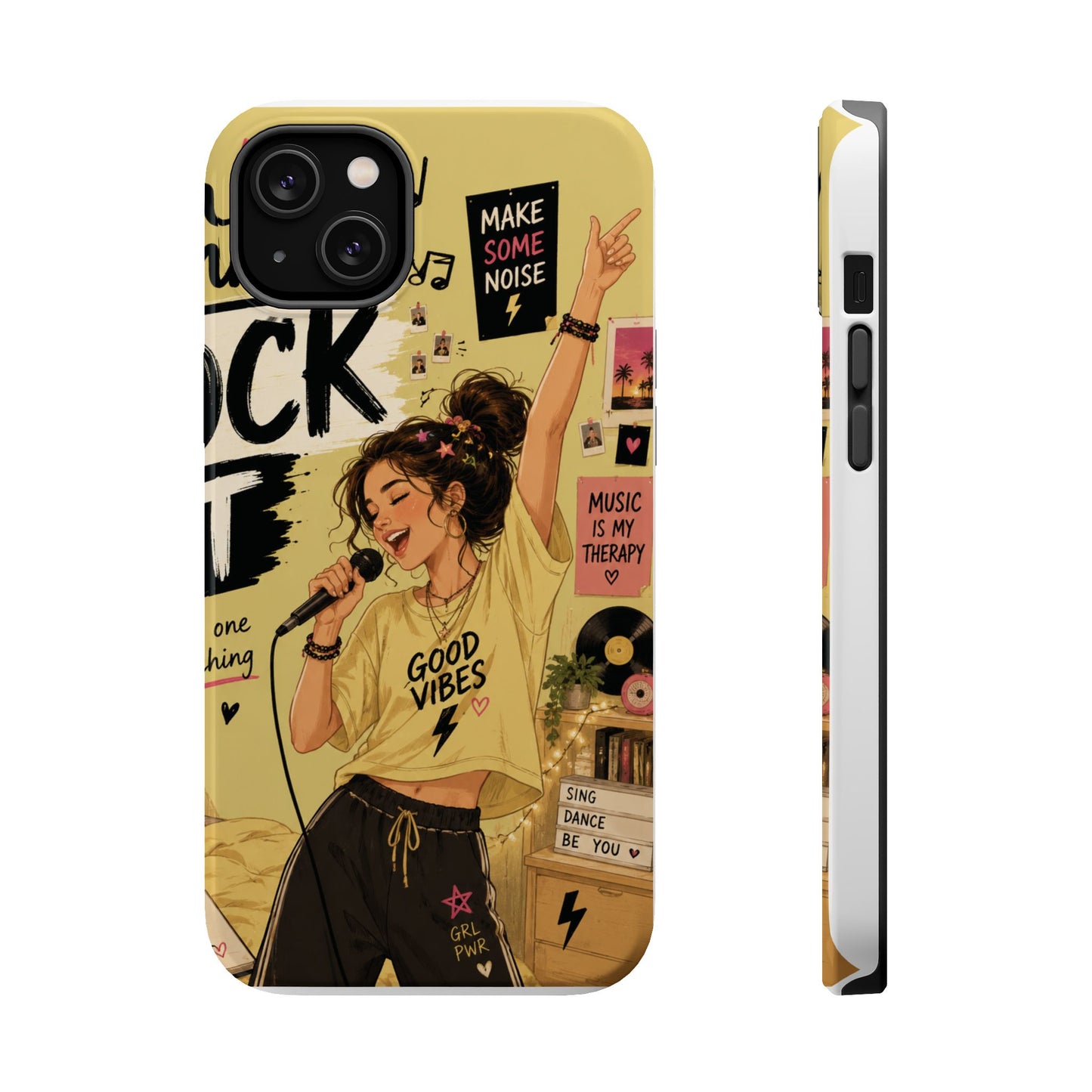 Singer Illustration Phone Case — 'Good Vibes' Magnetic Impact-Resistant Case