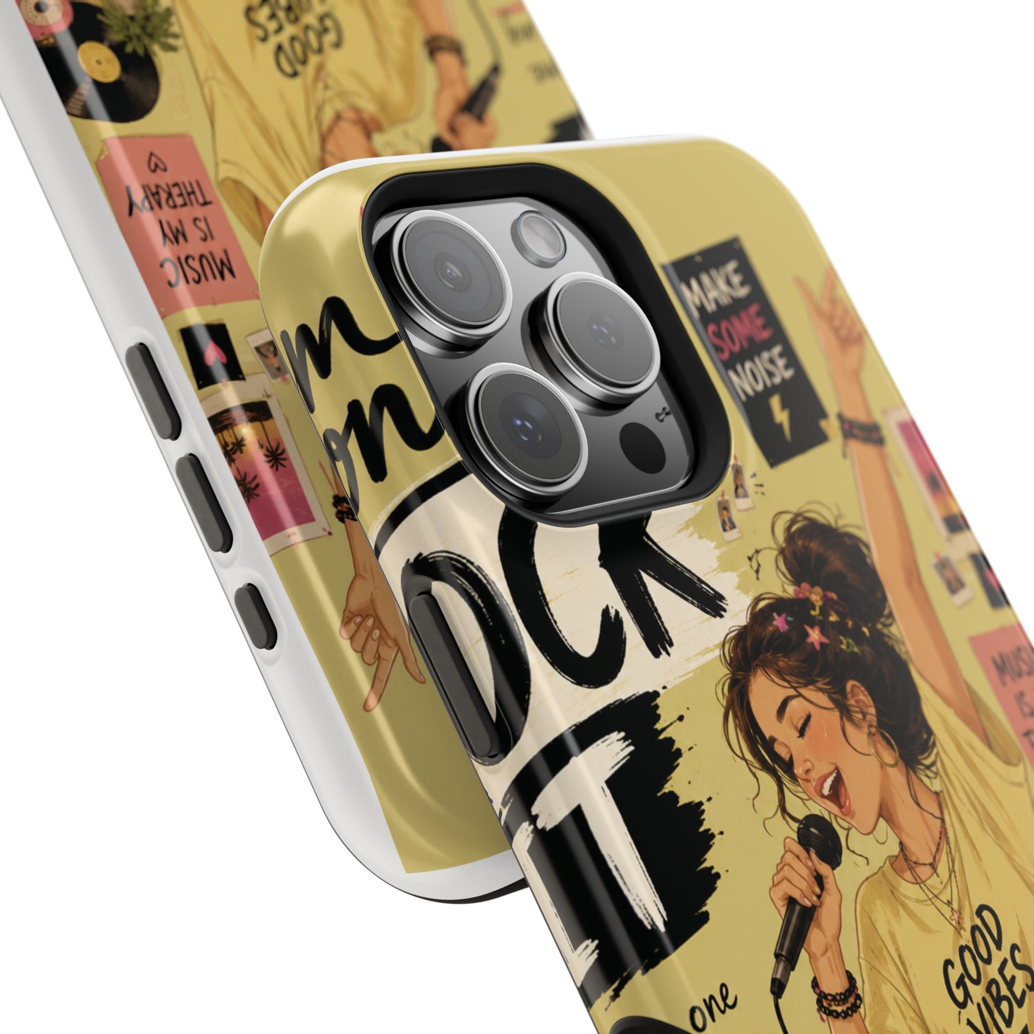 Singer Illustration Phone Case — 'Good Vibes' Magnetic Impact-Resistant Case