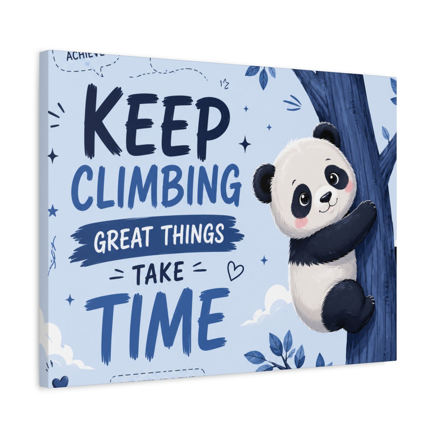 Keep Climbing Panda Canvas Wall Art – Cute Inspirational Nursery Decor for Kids Bedroom & Playroom