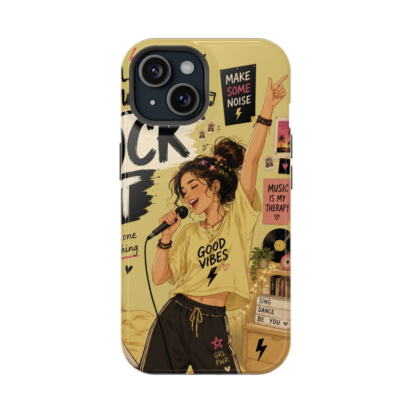 Singer Illustration Phone Case — 'Good Vibes' Magnetic Impact-Resistant Case