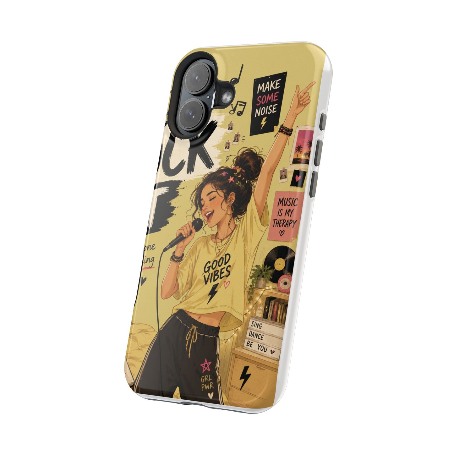 Singer Illustration Phone Case — 'Good Vibes' Magnetic Impact-Resistant Case