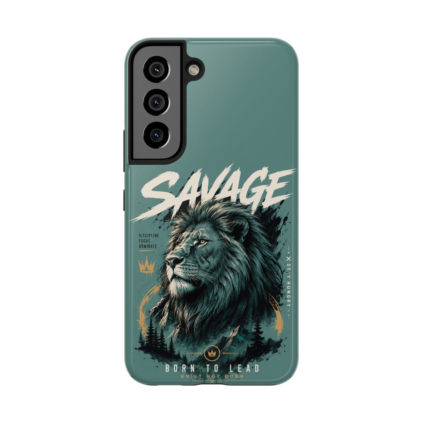 Savage Lion Tough Phone Case – 'Born to Lead' Rugged Protective Cover