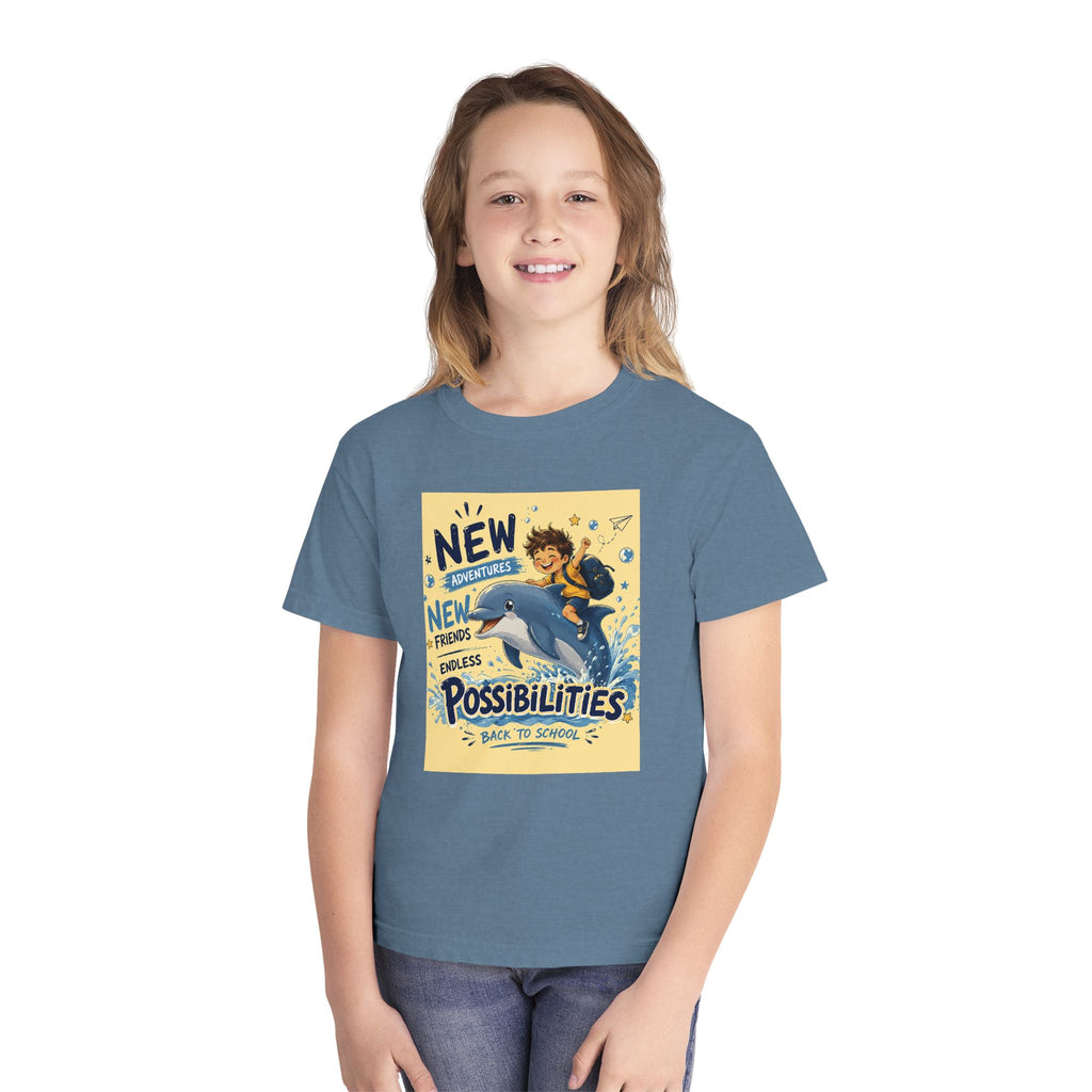 Youth Tee — "New Adventures, New Friends, Endless Possibilities" Back-to-School Graphic