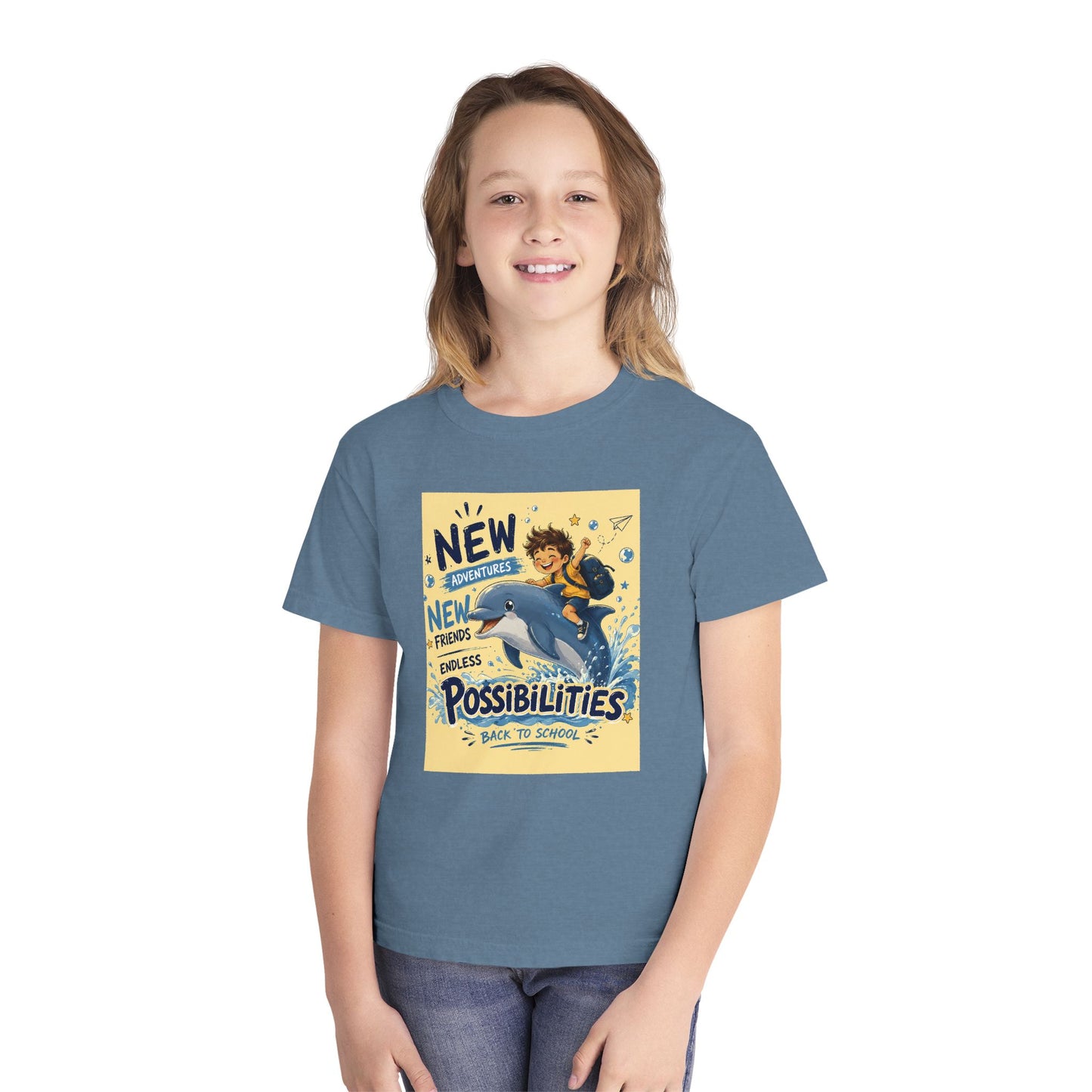 Youth Tee — "New Adventures, New Friends, Endless Possibilities" Back-to-School Graphic