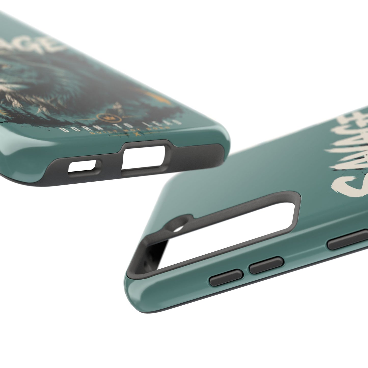 Savage Lion Tough Phone Case – 'Born to Lead' Rugged Protective Cover
