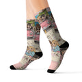Kawaii Anime Best Friends Crew Socks – Cute Coffee & Road Trip Aesthetic Socks
