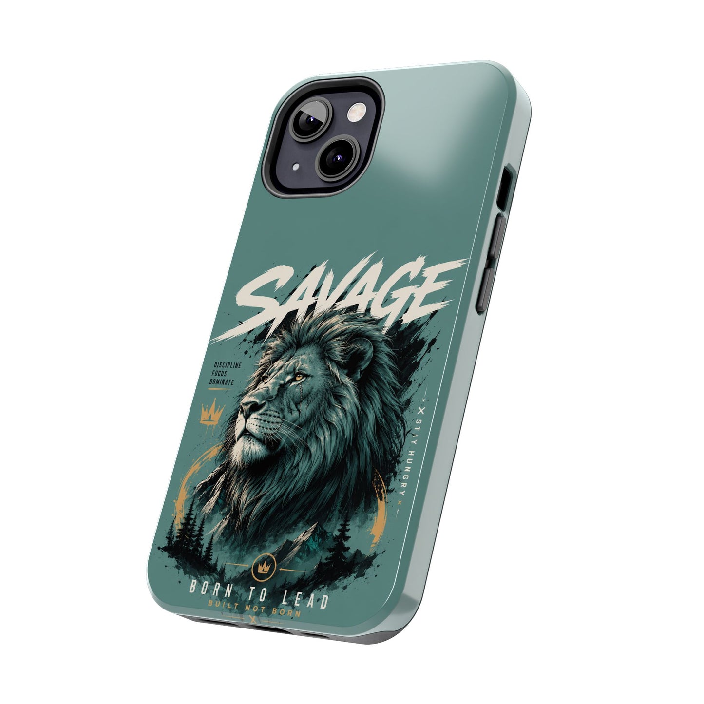 Savage Lion Tough Phone Case – 'Born to Lead' Rugged Protective Cover