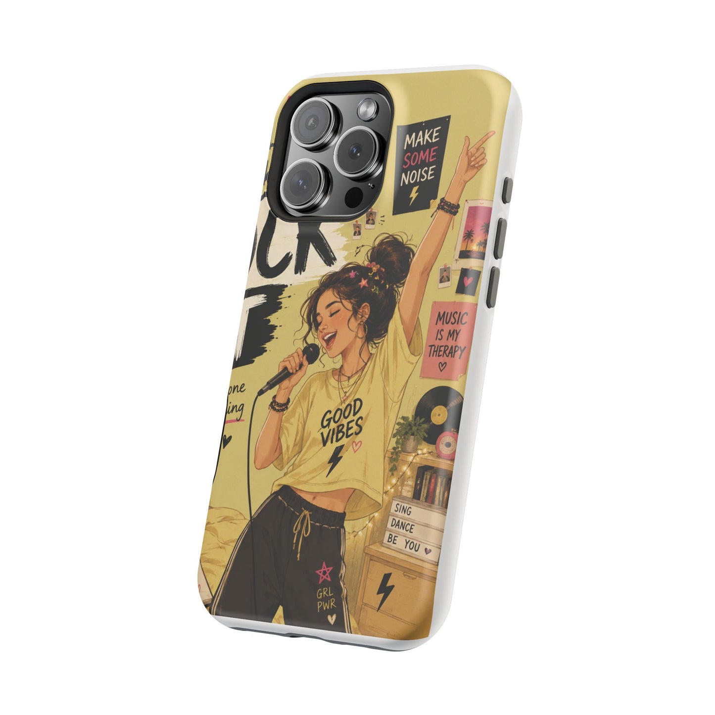 Singer Illustration Phone Case — 'Good Vibes' Magnetic Impact-Resistant Case