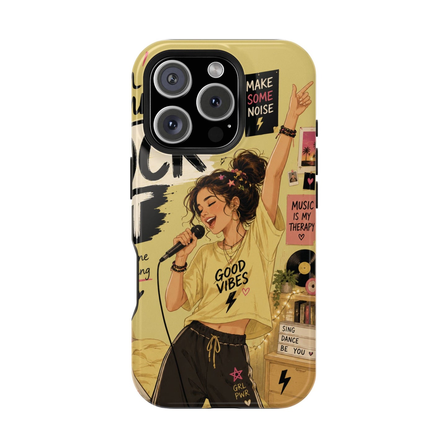 Singer Illustration Phone Case — 'Good Vibes' Magnetic Impact-Resistant Case