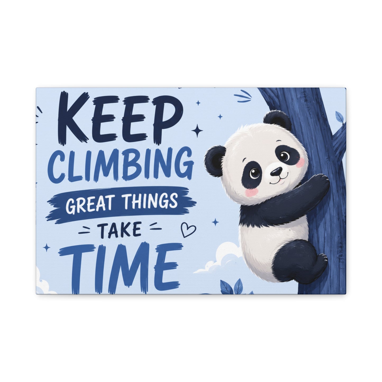 Keep Climbing Panda Canvas Wall Art – Cute Inspirational Nursery Decor for Kids Bedroom & Playroom