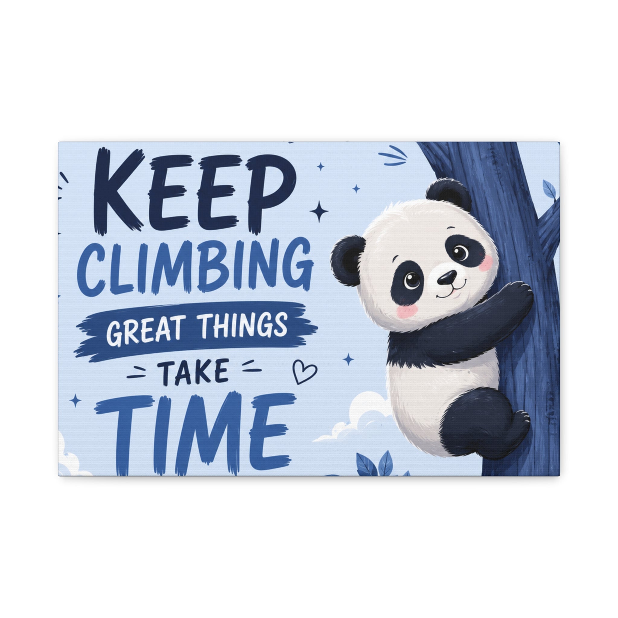 Keep Climbing Panda Canvas Wall Art – Cute Inspirational Nursery Decor for Kids Bedroom & Playroom