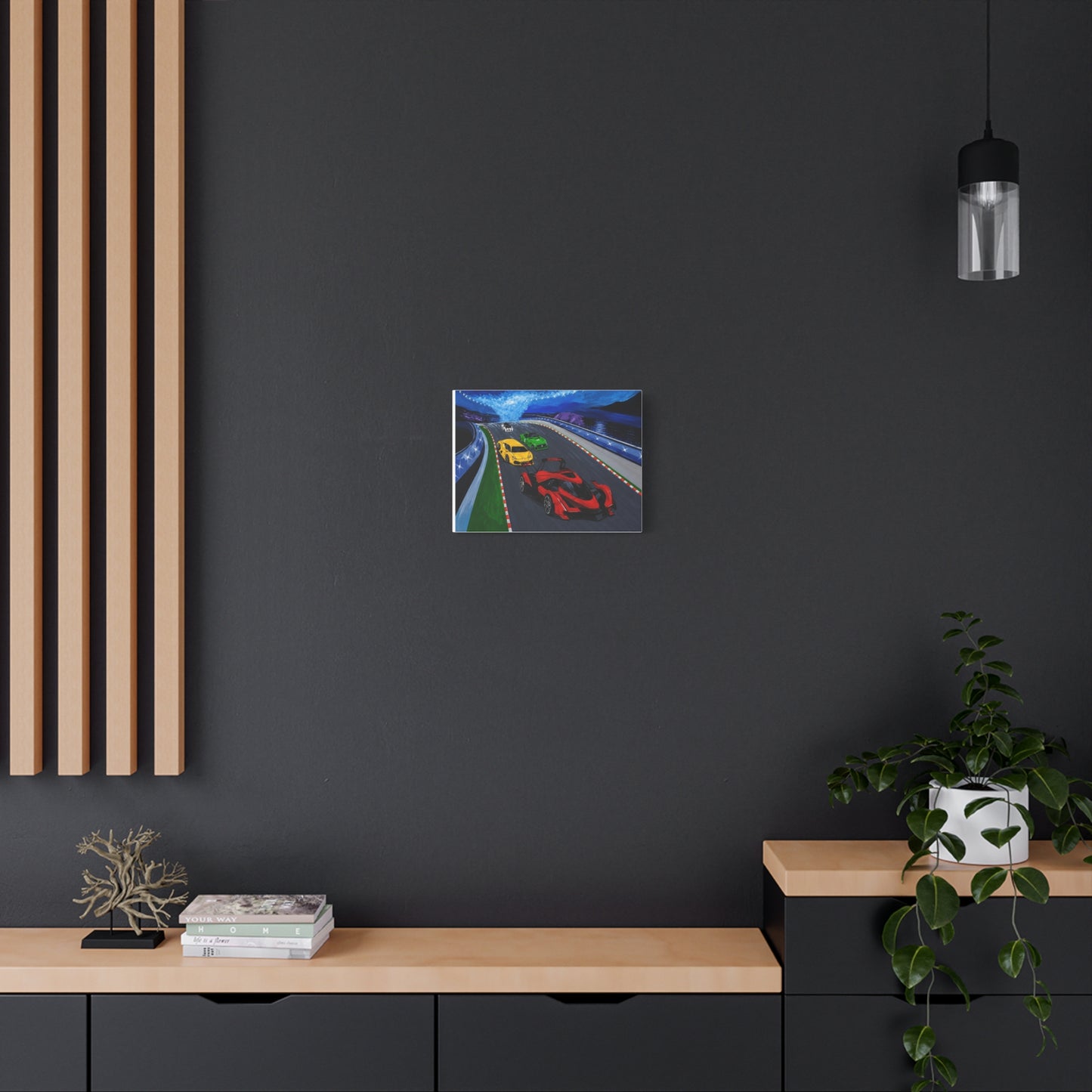 Racing Supercars Matte Canvas Print — Vibrant Track Night Artwork (Stretched 1.25")
