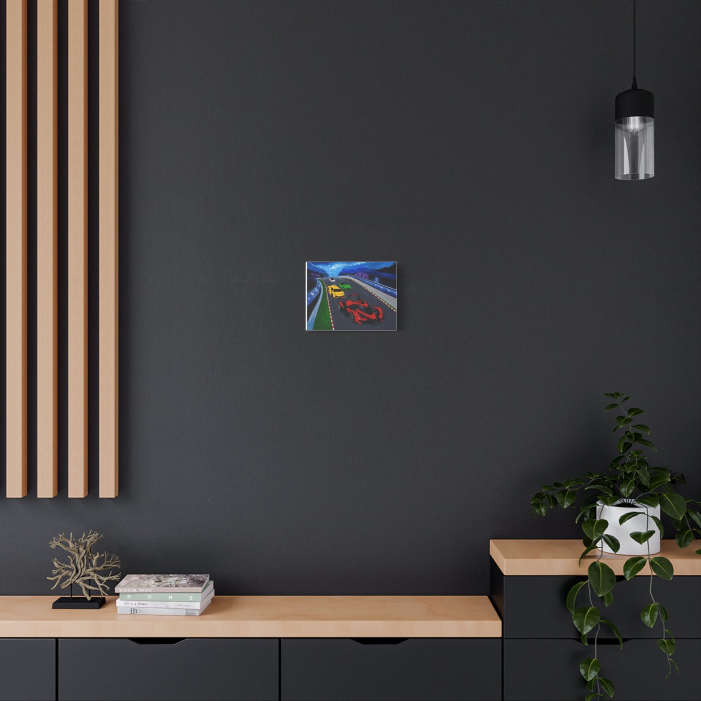 Racing Supercars Matte Canvas Print — Vibrant Track Night Artwork (Stretched 1.25")