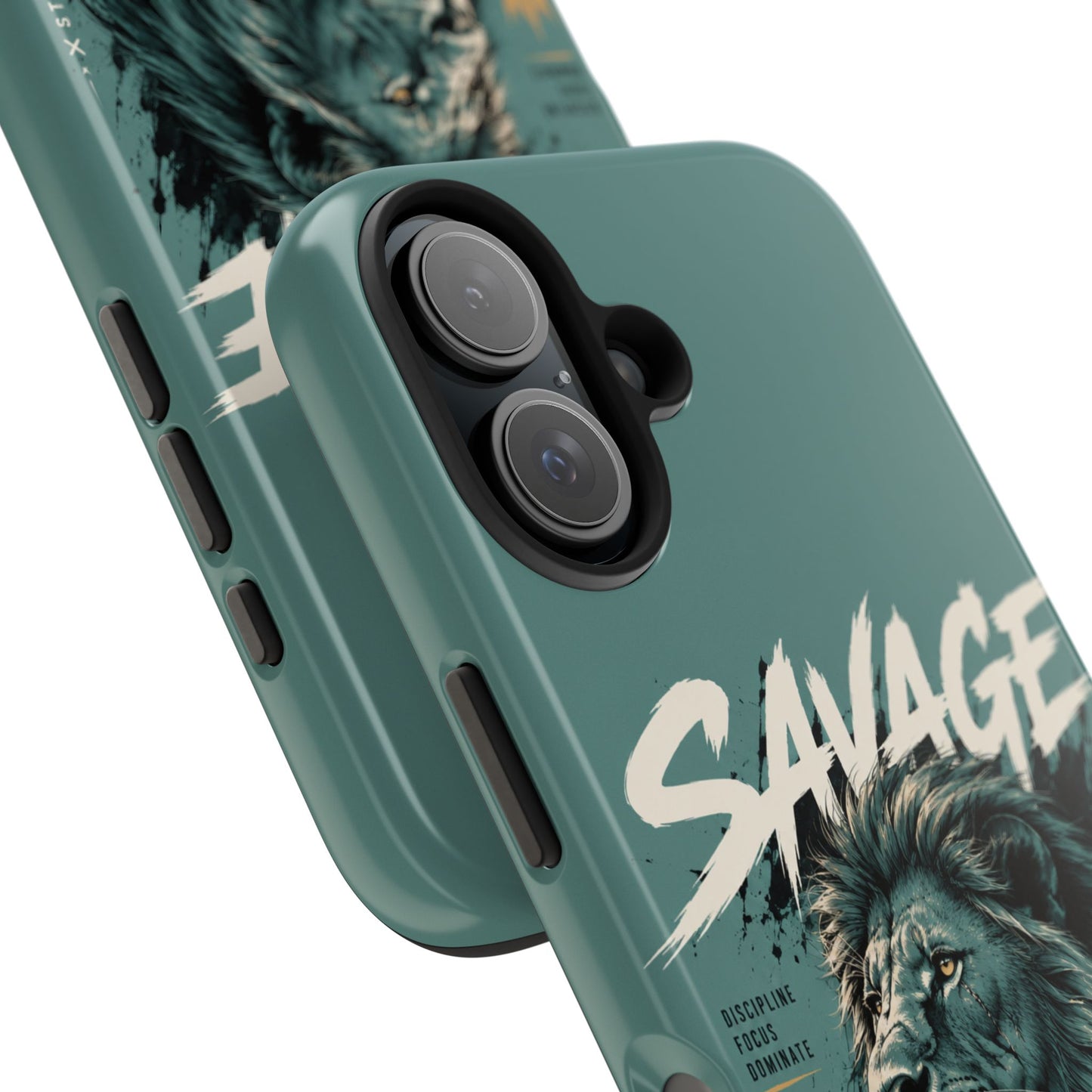Savage Lion Tough Phone Case – 'Born to Lead' Rugged Protective Cover