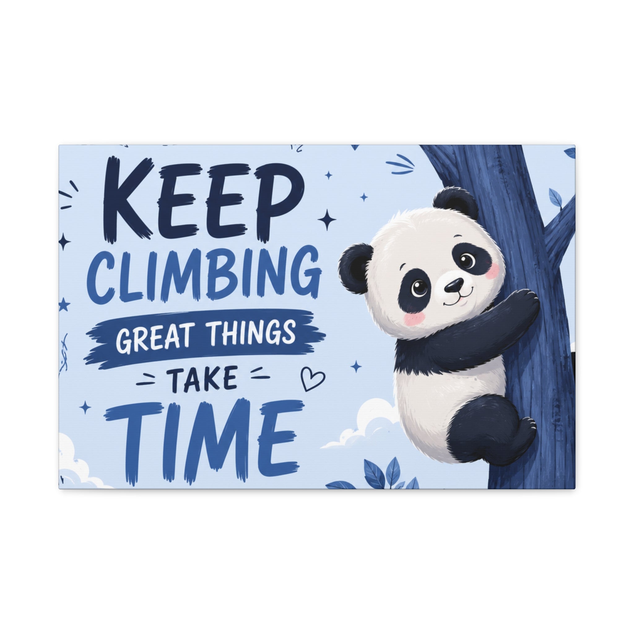 Keep Climbing Panda Canvas Wall Art – Cute Inspirational Nursery Decor for Kids Bedroom & Playroom