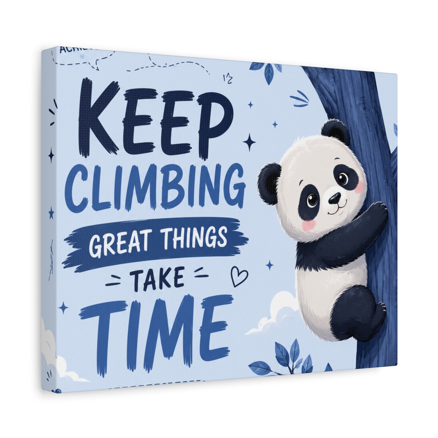 Keep Climbing Panda Canvas Wall Art – Cute Inspirational Nursery Decor for Kids Bedroom & Playroom