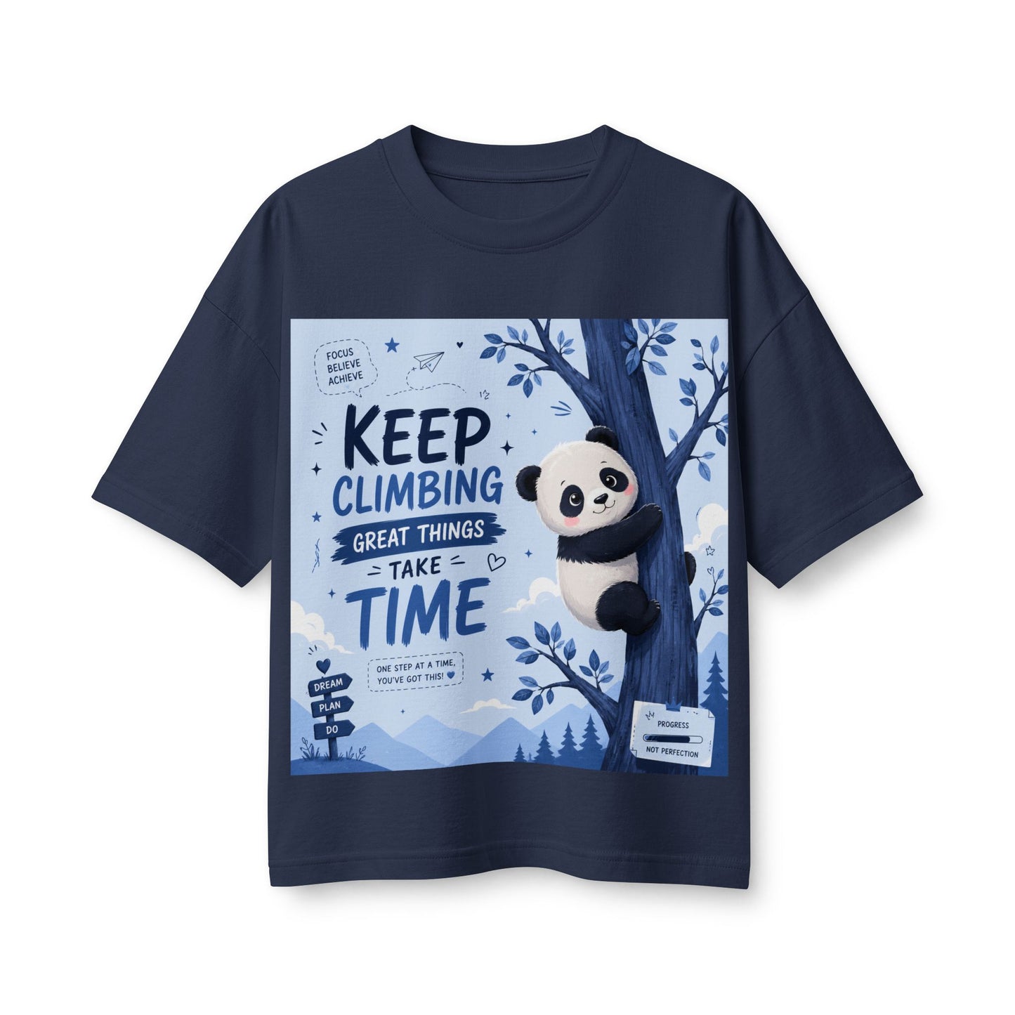 Keep Climbing Panda Tee — Inspirational Women’s Graphic T-Shirt