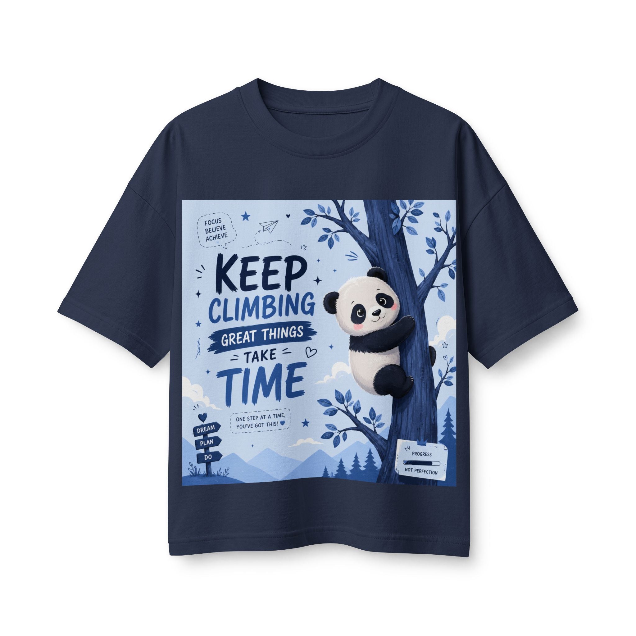 Keep Climbing Panda Tee — Inspirational Women’s Graphic T-Shirt