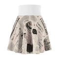 Vintage Newspaper Print Skater Skirt — Cute Girl Illustration & Fashion Headlines