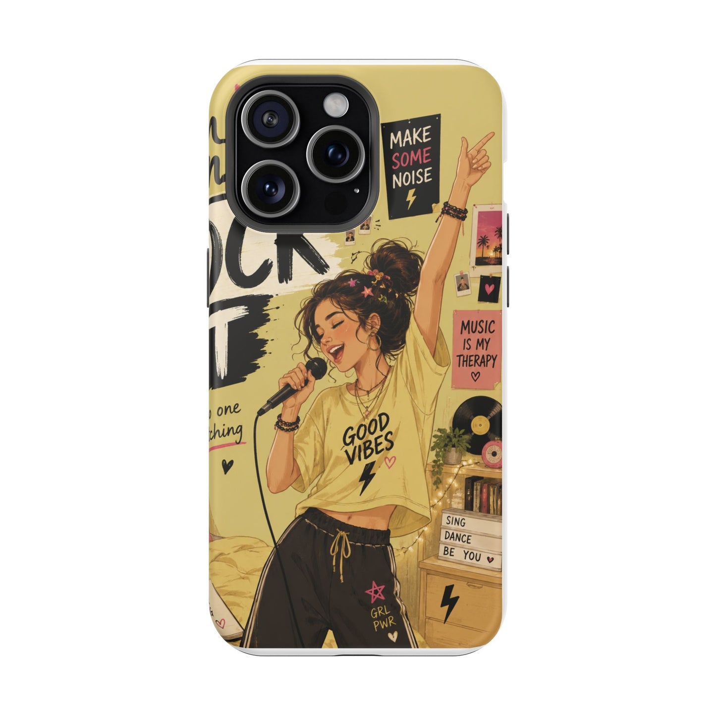 Singer Illustration Phone Case — 'Good Vibes' Magnetic Impact-Resistant Case