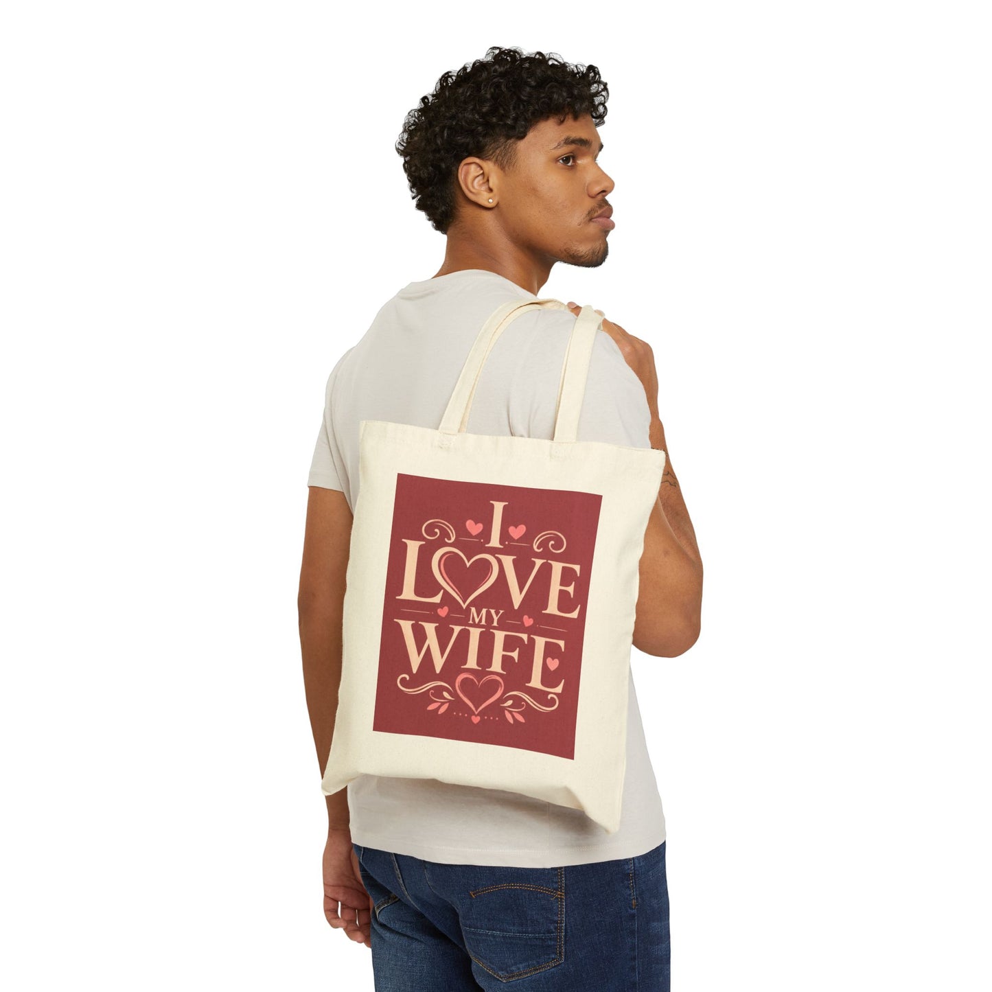 I Love My Wife Canvas Tote Bag .A Romantic Everyday Gift for the Woman Who Means Everything
